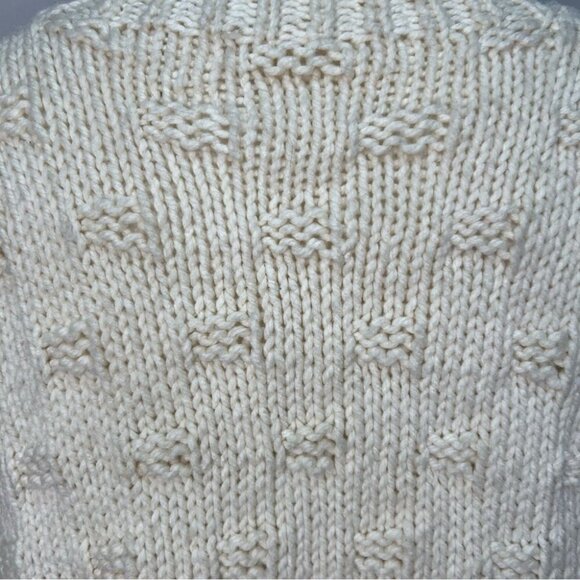 Vintage Handknit Cream & Blue Cardigan Cottagecore - Picture 14 of 16